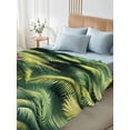 thumbnail image 4 of Queen Size Flat Sheet Only, Summer Palm Tree Soft Brushed Microfiber Bed Sheets, Nature Green Tropical Plant Leaves Hotel Quality Breathable Bedding Top Sheet, Easy Care, 90"x102", 4 of 9