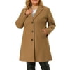 MODA NOVA Juniors Plus Size Notched Lapel Single Breasted Peacoat Camel 4X