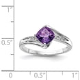 thumbnail image 3 of Sterling Silver Rhodium Plated Diamond And Amethyst Square Ring (Size 9) Made In India qr4639am-9, 3 of 5