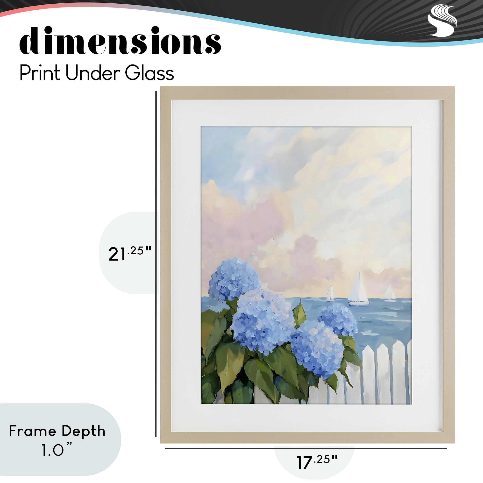Stupell Industries Hydrangeas By The Sea Birch Framed Print Under Glass, design by Creative Studio