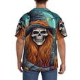 thumbnail image 3 of Rateoe Cartoon Pumpkin Skull Pattern Men's Short Sleeve Classic Shirt, Casual Short-Sleeved Shirt, Lightweight Summer Shirt, Cuban Collar Shirt,Button-Front Shirt-XX-Large, 3 of 5