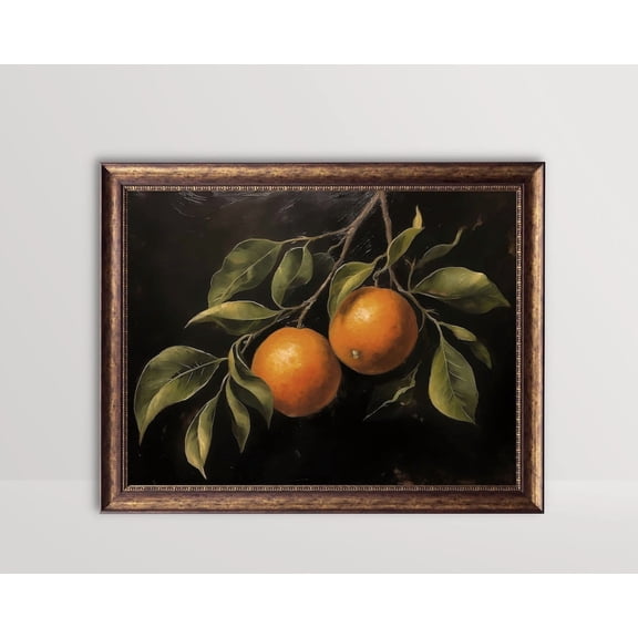 Orange, Moody Fruit Poster, Vintage Citrus Still Life, Kitchen Wall Art, Rustic Farmhouse Decor Dark Oranges Tree Art Home Decor UNFRAMED Poster, Wall Art for Decor, Present, 8x12