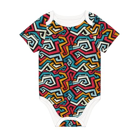 

Matuu Geometry for Baby Short-Sleeve Bodysuit Soft Cotton Comfortable and Breathable Perfect for Newborns and Infants