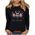 thumbnail image 2 of Amidoa Womens Sweatshirts Pullover Black Cute Christmas Sweatshirts Graphic Boat Neck Outfits Womens Tops Trendy XXL, 2 of 6