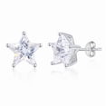 thumbnail image 2 of Aurora&Fiori White Star Cut Cubic Zirconia Stud Earrings for Women,18K White Gold Plated 925 Sterling Silver Fashion Earrings for Her, 2 of 6