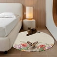 thumbnail image 2 of Small Round Rug 3Ft Washable Non-Slip, Easter Rabbit Circle Area Rugs for Living Room Bedroom, Spring Tulips Flowers Leaves Botanical Retro Indoor Floor Mats Carpet Runner for Home Decor, 2 of 8
