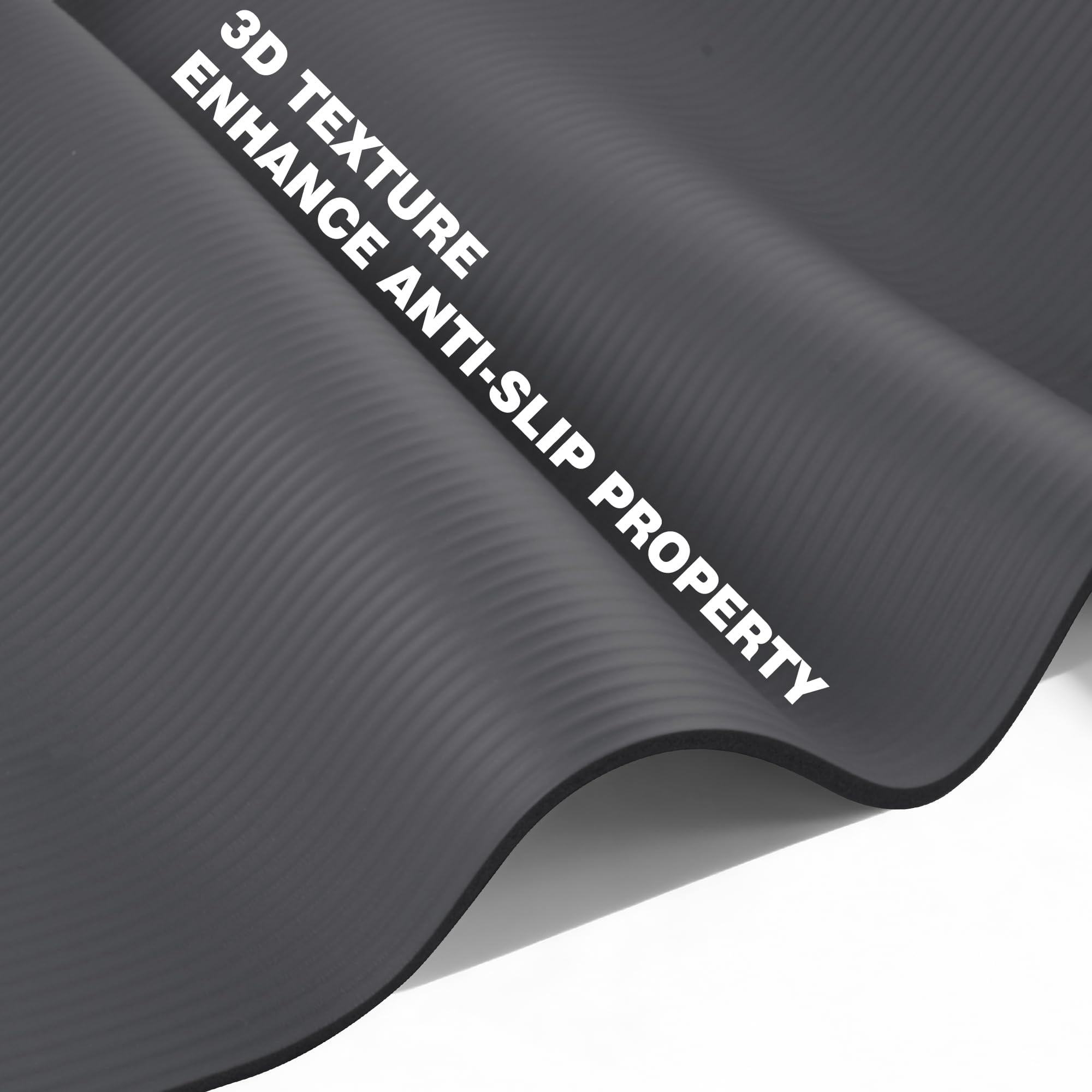 Yoga Mat Grey 72”x24”x10mm Exercise Pilates Stretching Meditation