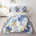 thumbnail image 3 of Feelyou Modern Marbling Abstract Twin Bedding Sets 7-Piece, White Blue Honeycomb Bedding Comforter Set, Fashion Artwork Reversible Sheet Sets, Super Cozy Room Decor, 3 of 8