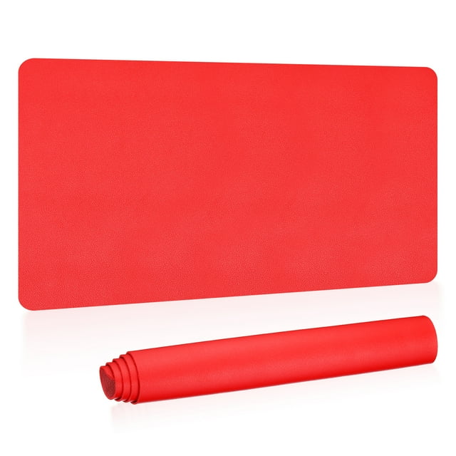 Uxcell Alfombrilla de escritorio grande de 31"x15", almohadilla de escritorio de cuero PU de doble cara, roja