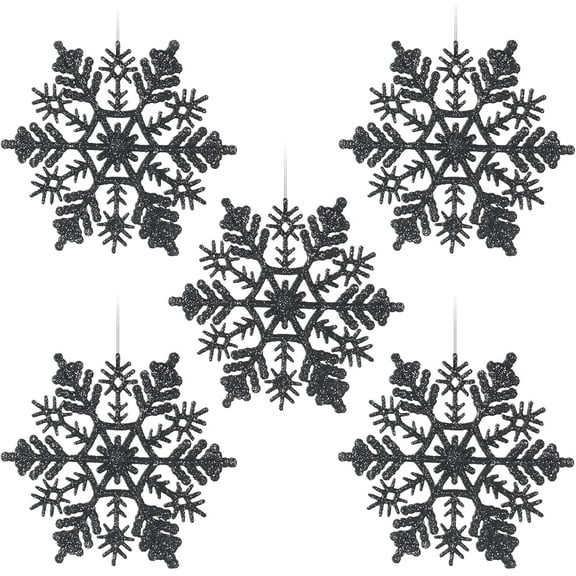 30PCS4''/10cm Sparkling Glittered Plastic Snowflake Ornaments Christmas Tree Decorations