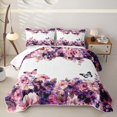 thumbnail image 2 of Homewish Gothic Skulls Quilt King for Boys Girls, Watercolor Butterfly Wildflower King Coverlet Set, 3-Piece, 2 of 7