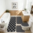 thumbnail image 2 of Black and Gray Checkered Pattern Bathroom Rug Set 4 Piece,Includes Contour,Lid Cover,Bath Mat,Non-Slip Extra Soft Absorbent Washable, 2 of 5
