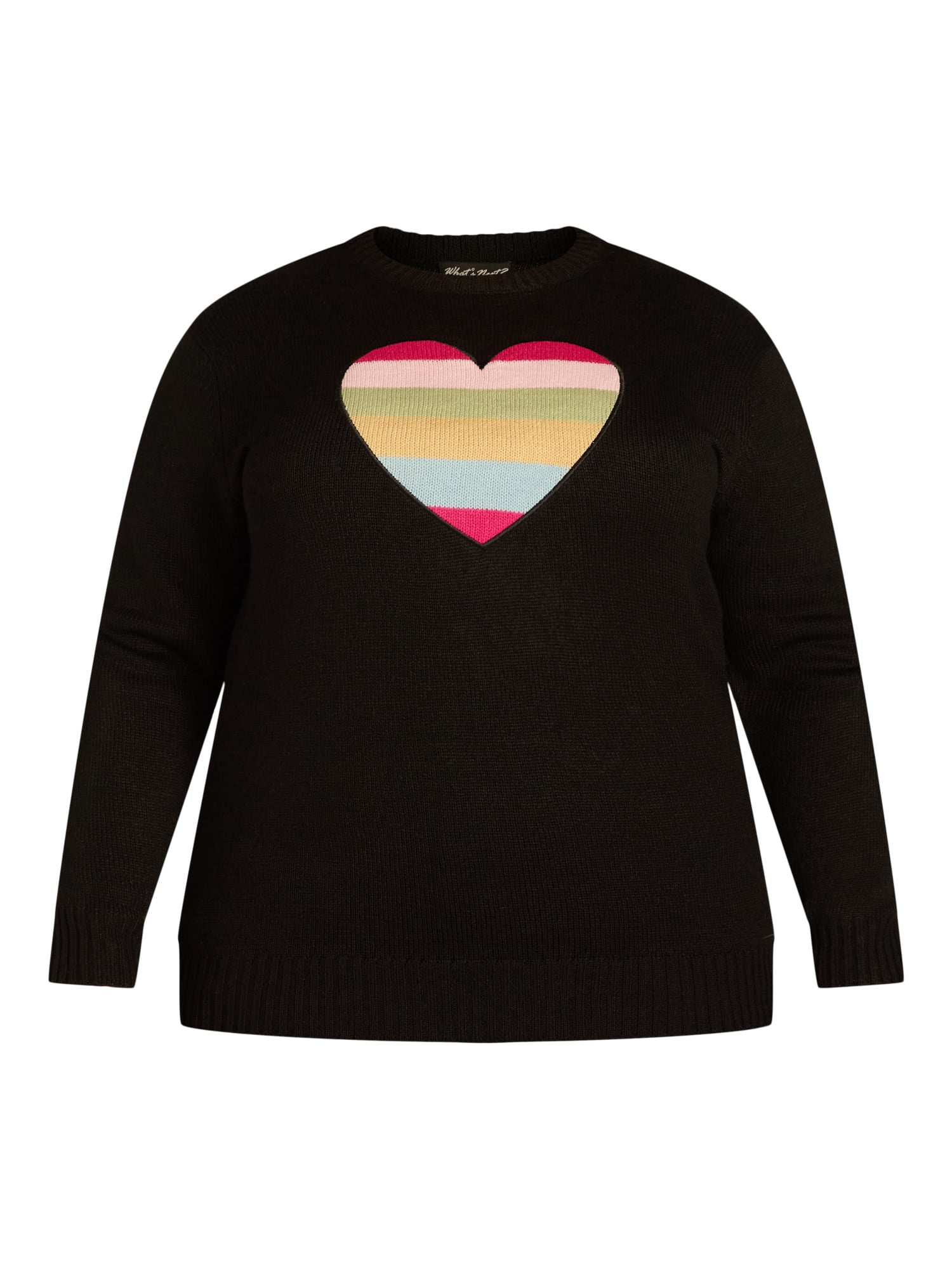 What's Next Women's and Women's Plus Size Heart Patch Pullover Sweater, Sizes S-4X
