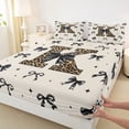 thumbnail image 3 of Feelyou Bow Monogrammed K Full Size Sheets, Kawaii Princess Bowknot Bed Sheets, 4pcs, 3 of 7