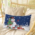 thumbnail image 4 of Navy Blue Snowman Christmas Pillow Covers, Linen Long Throw Pillow Case, Gifts Xmas Tree Winter Snowflake Holiday Pillow Protector Decorative Cushion Cover for Living Room/Bedroom 16" x 24", 4 of 8