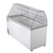Maxx Cold Curved Glass Ice Cream Dipping Cabinet Freezer, 70W, 20 cu. ft. Storage Capacity, Holds up to (22) Flavor Tubs, in White (MXDC-12)