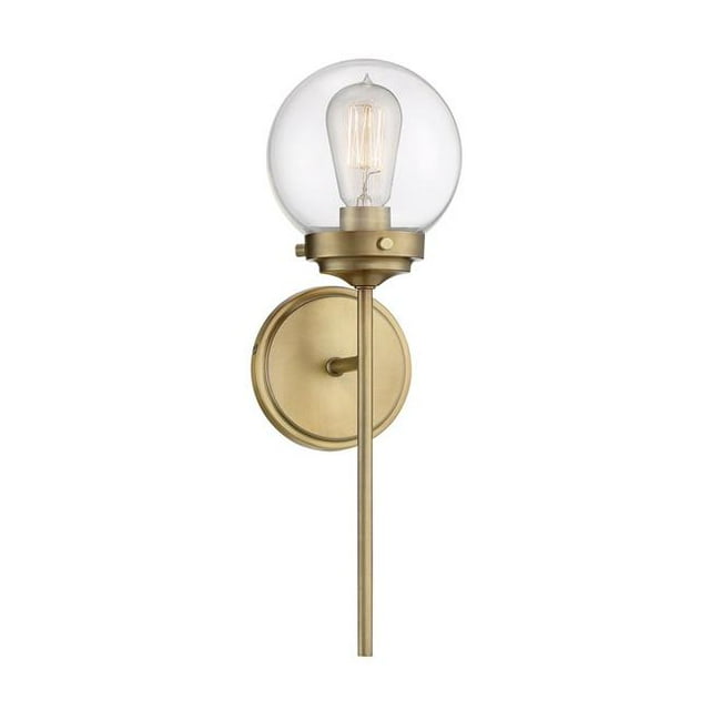 Meridian M90025NB 1 Applique Murale - Verre Clair avec Laiton Naturel