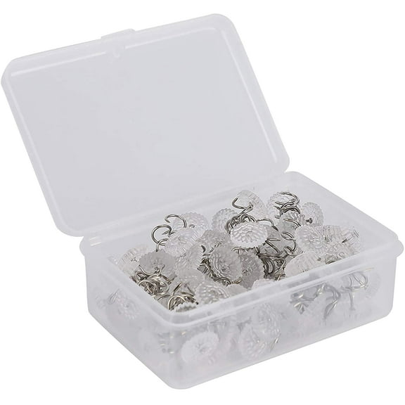 Sofa Bed Skirt Tack Pins, 100Pcs Stainless Steel ABS Twist Pins Upholstery Clear Heads for Home Furniture Hold Bed Skirt (100/box of Spiral Nails)