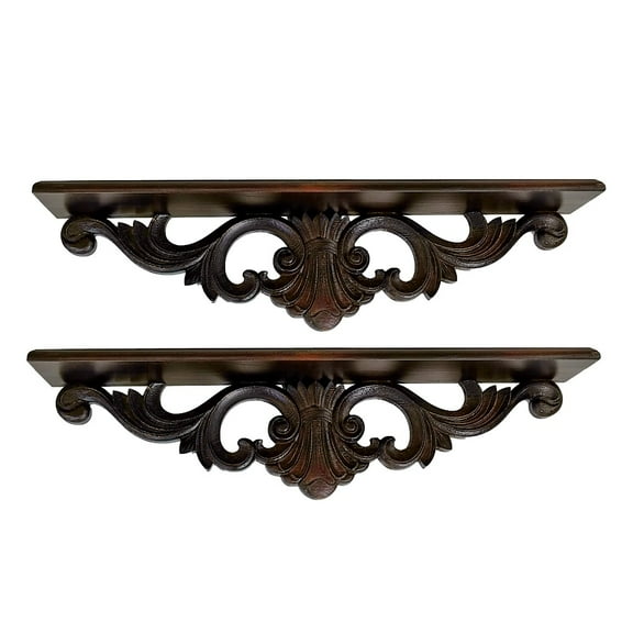 Wayborn Brown Cedar Plywood PRETTY WALL SHELF (2 PCs), 24″X4″X6″