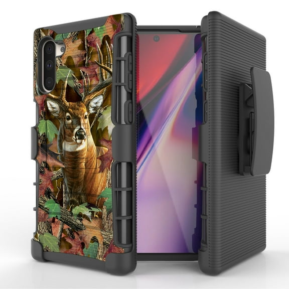 Beyond Cell Tough Rugged Case Compatible With Samsung Note 10 (2019) Kickstand and Holster Combo-Deer Camo