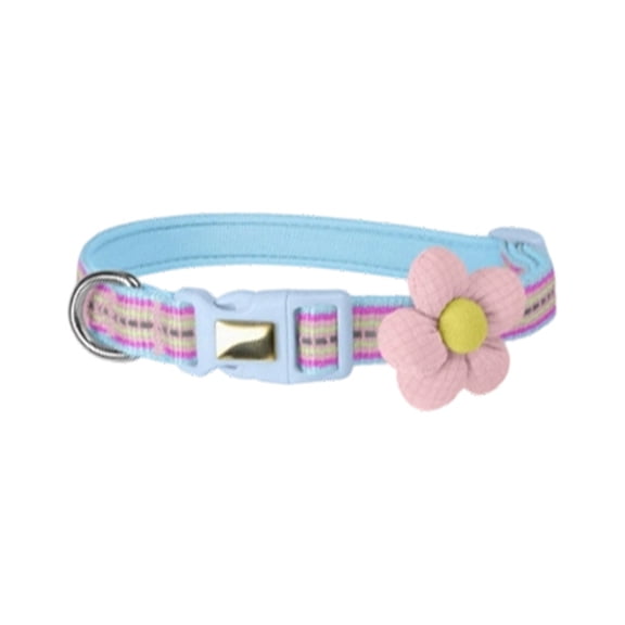 Reflective Nylon Cat Collar with Flower Decoration, Adjustable Comfortable Pet Collar for Kittens and Cats,Colour as Pictured