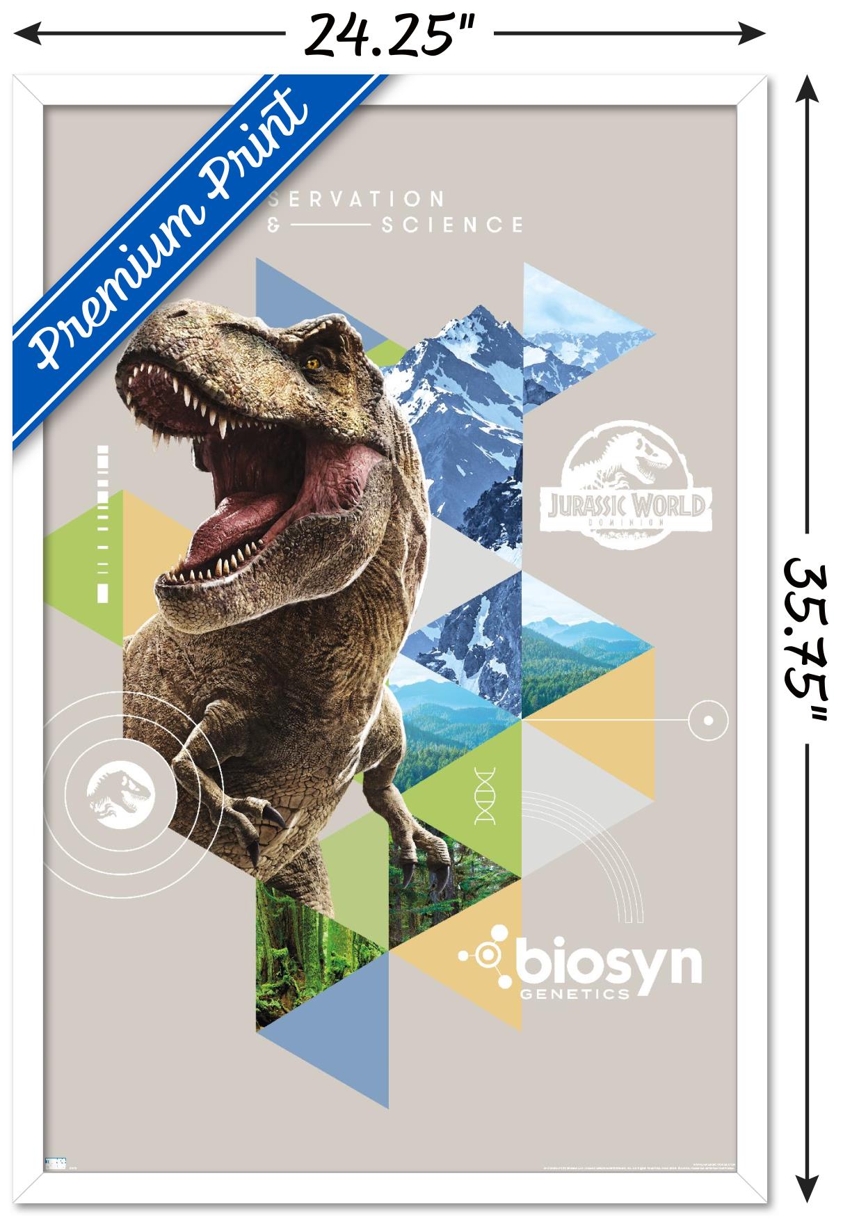 Jurassic World: Dominion - T-Rex Wall Poster, 22.375" x 34" Framed