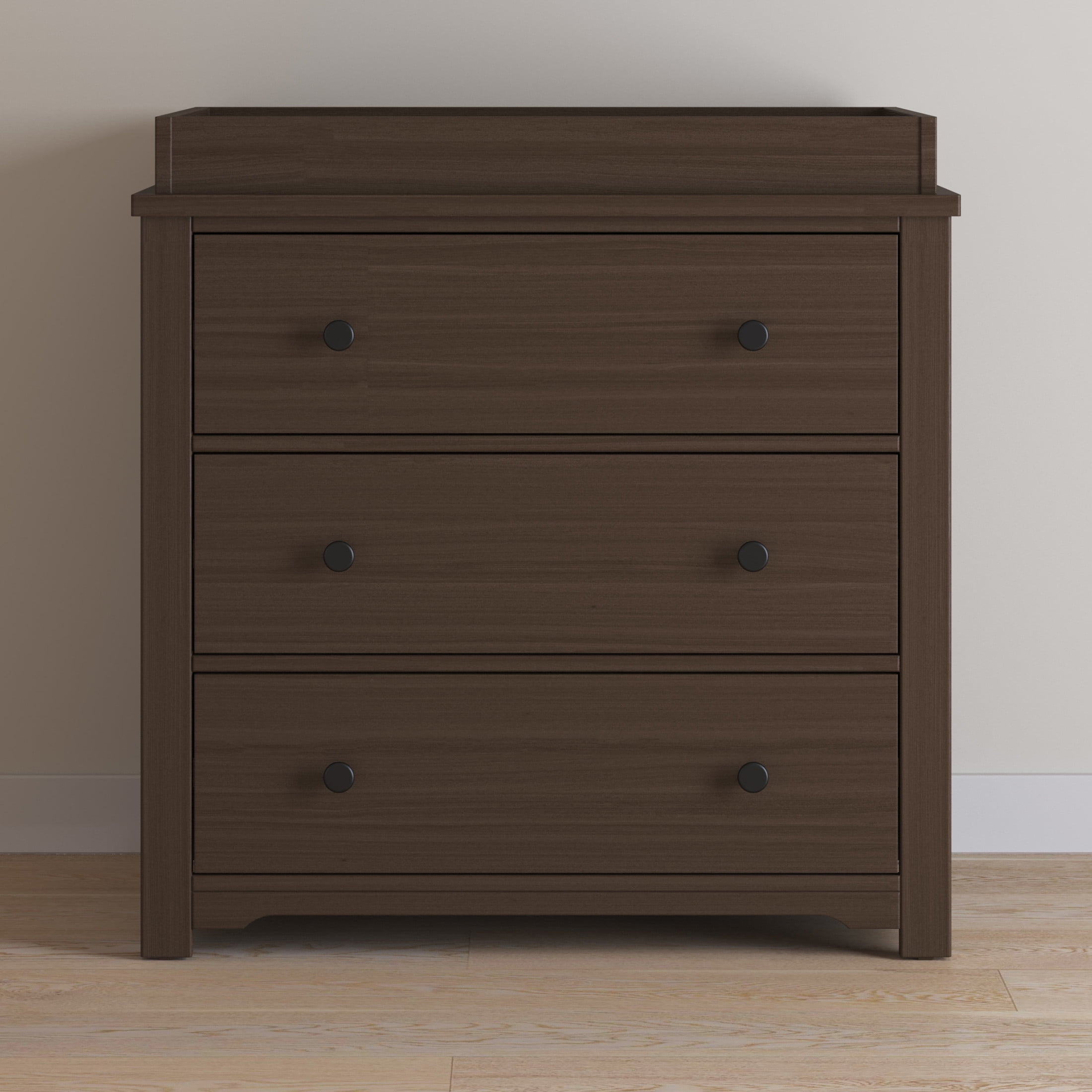 Child Craft Harmony 38" Interlocking 3-Drawer Dresser with Changing Table Topper, Anti-Tip Kit, Brushed Truffle