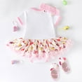 thumbnail image 4 of Conairie Easter Outfits Set For Baby Girl 3 Piece Letter Print Short Sleeve Bodysuit With Headband Shoes Summer Spring Romper Clothes White 0-3 M, 4 of 5
