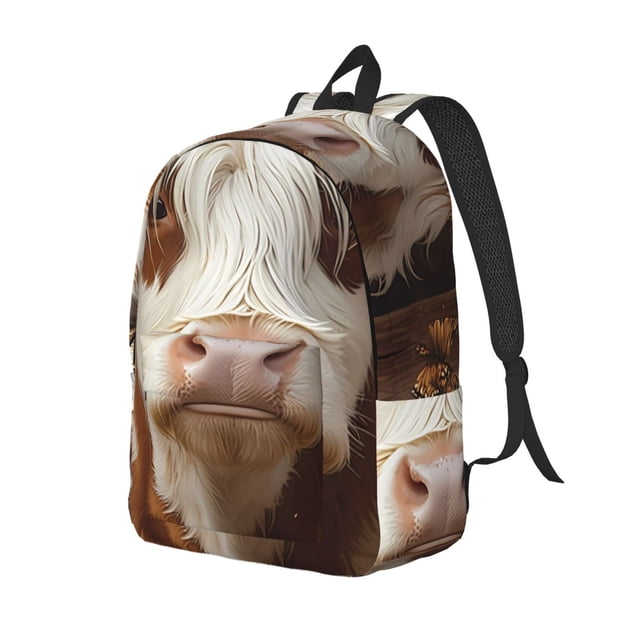 Fotbe Cow With Butterflies Mochila de Lona con Estampado, Mochila Duradera, Mochila Versátil de Alta Calidad, Mochila Compacta Vintage-Small