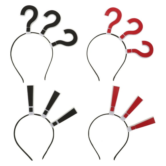 CIMAXIC Party Question Mark Hair Band 4pcs Exaggerate Punctuation Headband Non-Slip Exclamation Mark Hair Hoop Head Wrap Halloween Party Hair Accessories For Girls Women,9.06"X4.92"X0.2"