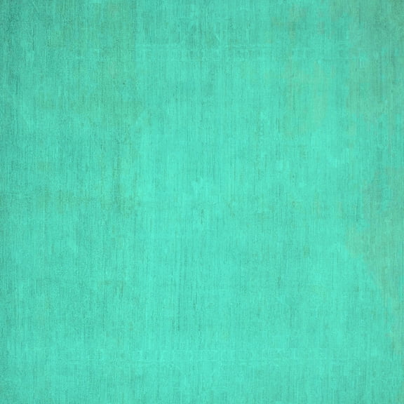 Ahgly Company Machine Washable Indoor Square Oriental Turquoise Blue Modern Area Rugs, 4' Square