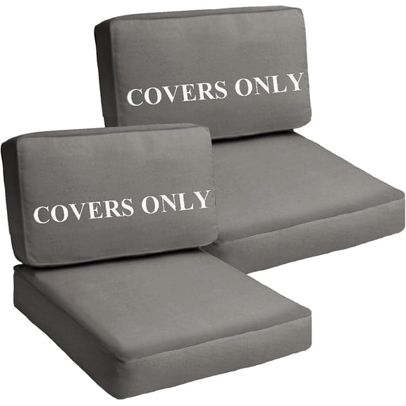 Patio Cushion Cover Replacement, 28x28x6, 28x17x6, Dark Grey, 4Pcs | Outdoor Seat Cushions Cover for Patio Furniture, Deep Seat Bottom and Back Cushion Cover Set for Chair, Sofa and Couch
