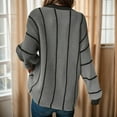 thumbnail image 4 of GEWSEY Womens Oversized Striped Tunic Sweaters Casual V Neck Long Sleeve Color Block Knit Pullover Jumper Tops (Grey, M), 4 of 5