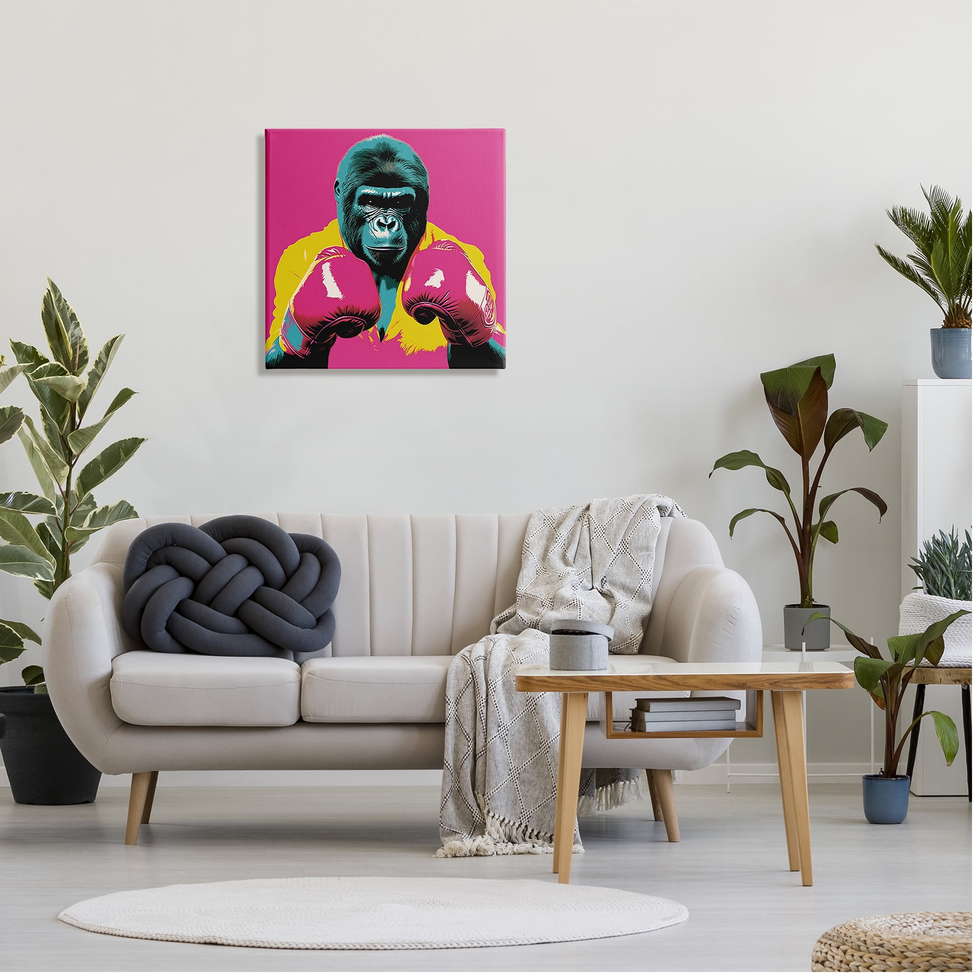 Stupell Industries Gorilla Boxing Portrait Animals & Insects Painting Gallery Wrapped Canvas Art Print Wall Art, 24 x 24