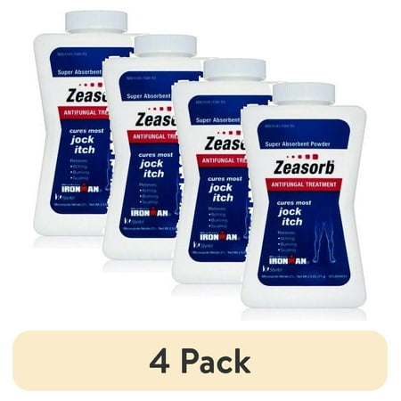 (4 pack) Zeasorb Super Absorbent Antifungal Treatment Powder for Jock Itch 2.5 oz