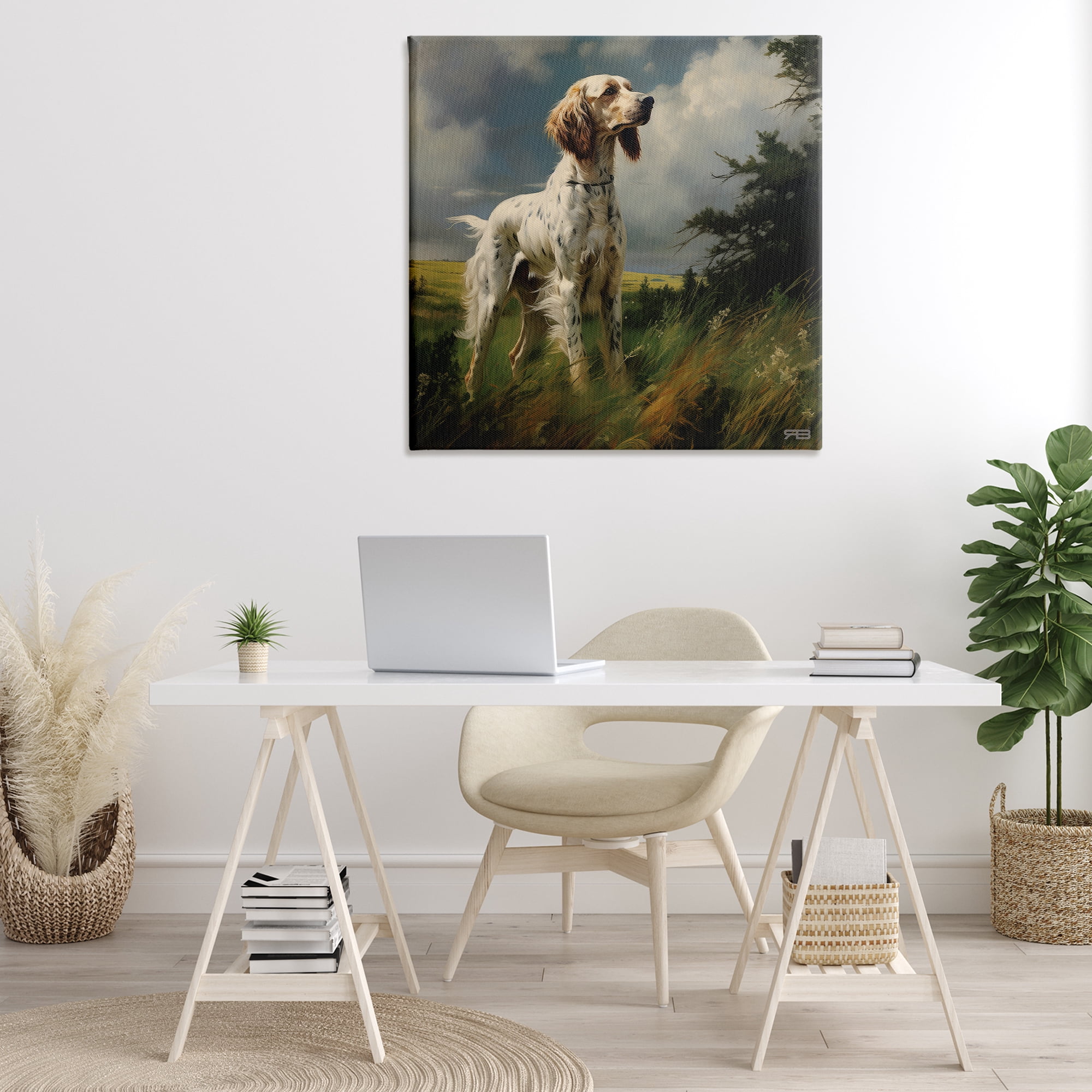 Stupell Industries Windswept Country Dog Landscape Painting Gallery Wrapped Canvas Art Print Wall Art, 36 x 36