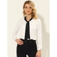 thumbnail image 2 of INSPIRE CHIC Blusa de oficina de manga larga con cuello de lazo en contraste elegante de trabajo para mujer Beige XL, 2 of 5