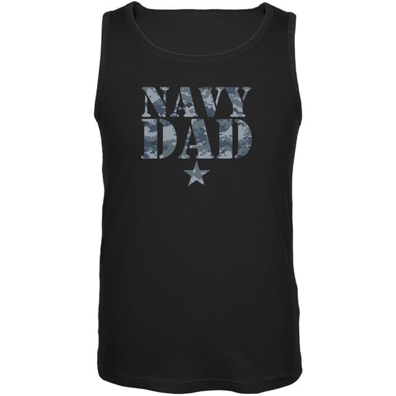 Navy Dad Black Adult Tank Top - Large
