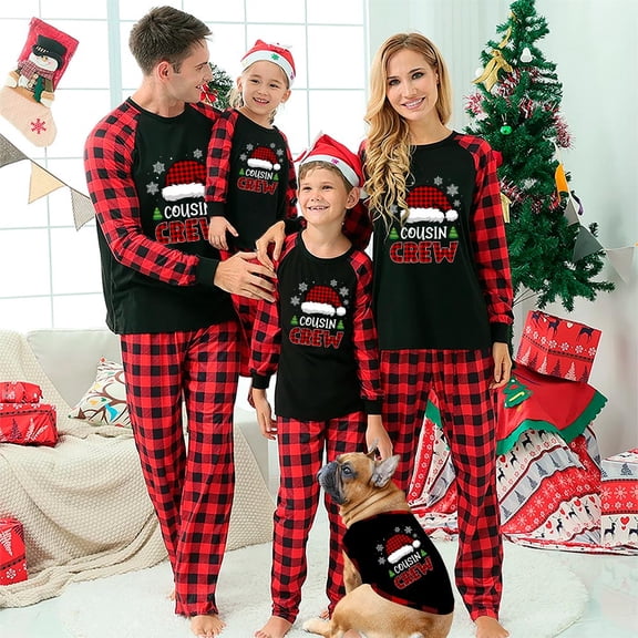 Christmas Family Matching Pajamas With Dog Cousin Crew