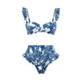 thumbnail image 4 of Ladies Retro Flower Print Bikini Sexy Womens One-piece Swimsuit Chiffon Overskirt Suit, 4 of 6