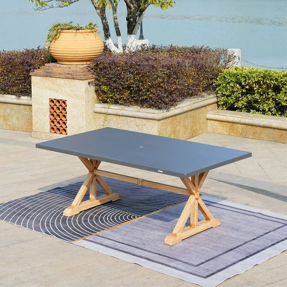 Direct Wicker Durable & Versatile Aluminum Outdoor Rectangular Table - Gray