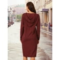thumbnail image 5 of DARING DIVA Hoodie Pullover Sweater Midi Dress M Wine Red, 5 of 7