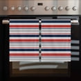 thumbnail image 2 of Red Navy Blue Striped 1 Pack Kitchen Towel, Water Absorbent Dish Towel, Farmhouse Stripes Modern Abstract Art Decorative Hand Towels - Quick Drying Cloth for Cooking Baking, 18x28 Inch, 2 of 8
