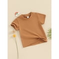 thumbnail image 3 of Bslissey Toddler Baby Boys T-shirts Short Sleeve Crew Neck Pullovers Casual Solid Color Tops 6M 12M 18M 24M 3T 4T Kids Loose Summer Clothes for Daily, 3 of 8