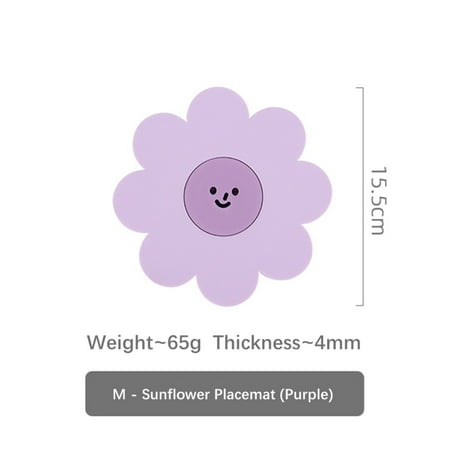

Sunflower Cute Insulation Pad Drink Cup Mat Hot Pad Non-Slip Pot Holder Bowl Mat Special-shaped Soft Rubber Table Mat Anti-scald Coaster Purple Medium