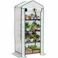 thumbnail image 2 of Outsunny 4 Tier Mini Greenhouse with Screen Roof, 27.6" x 19.7" x 62.2", Portable Small Greenhouse with High Strength PE Cover, White, 2 of 7