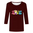 thumbnail image 4 of Xihbxyly Hauts Décontractés pour Femmes T-shirt Imprimé Col Rond de Pâques Manches 3/4 Col Rond Chandail Tendance à Petit Prix, 4 of 5