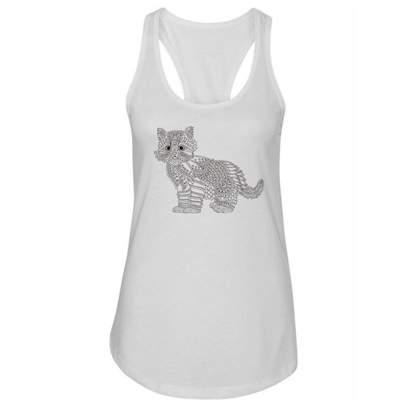 Kitten In A Zentangle Style Tank Women -Image by Shutterstock, Female Large