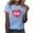 Blue, variant on YUNAFFT Women's Printed Round Neck Short Sleeve Heart printing City Girls Casual Going Out Blouses Pullover Top St.Parik's Day