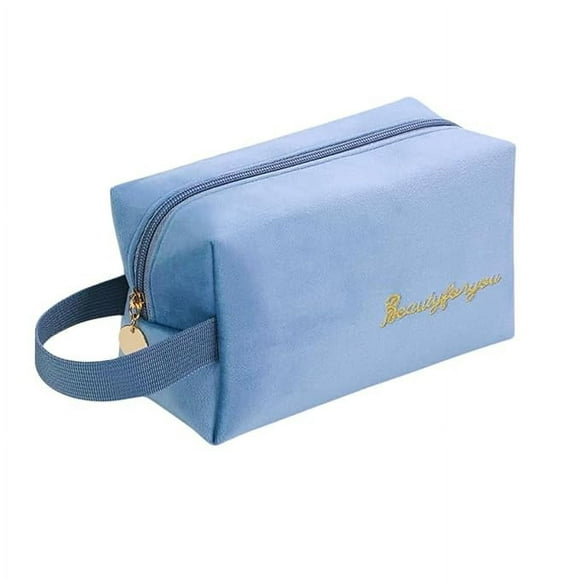 BLUE BEADS Pochette de Maquillage en Velours Simple et Simple Portable